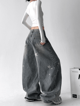 Star Graphic Washed Wide‑Leg Jeans - COPPING THREADS - CT Select
